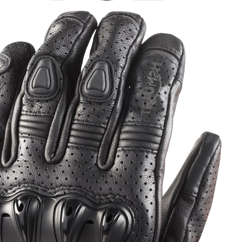 Jansson Perforated Leather Gloves in Black