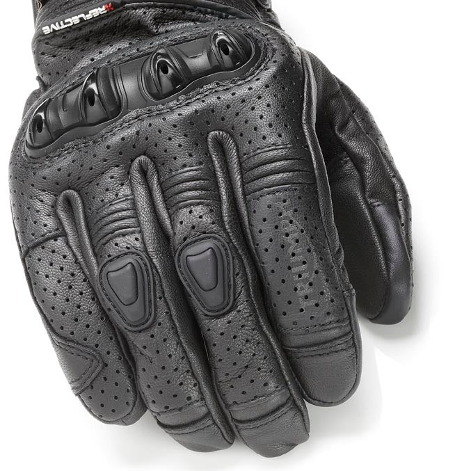 Jansson Perforated Leather Gloves in Black