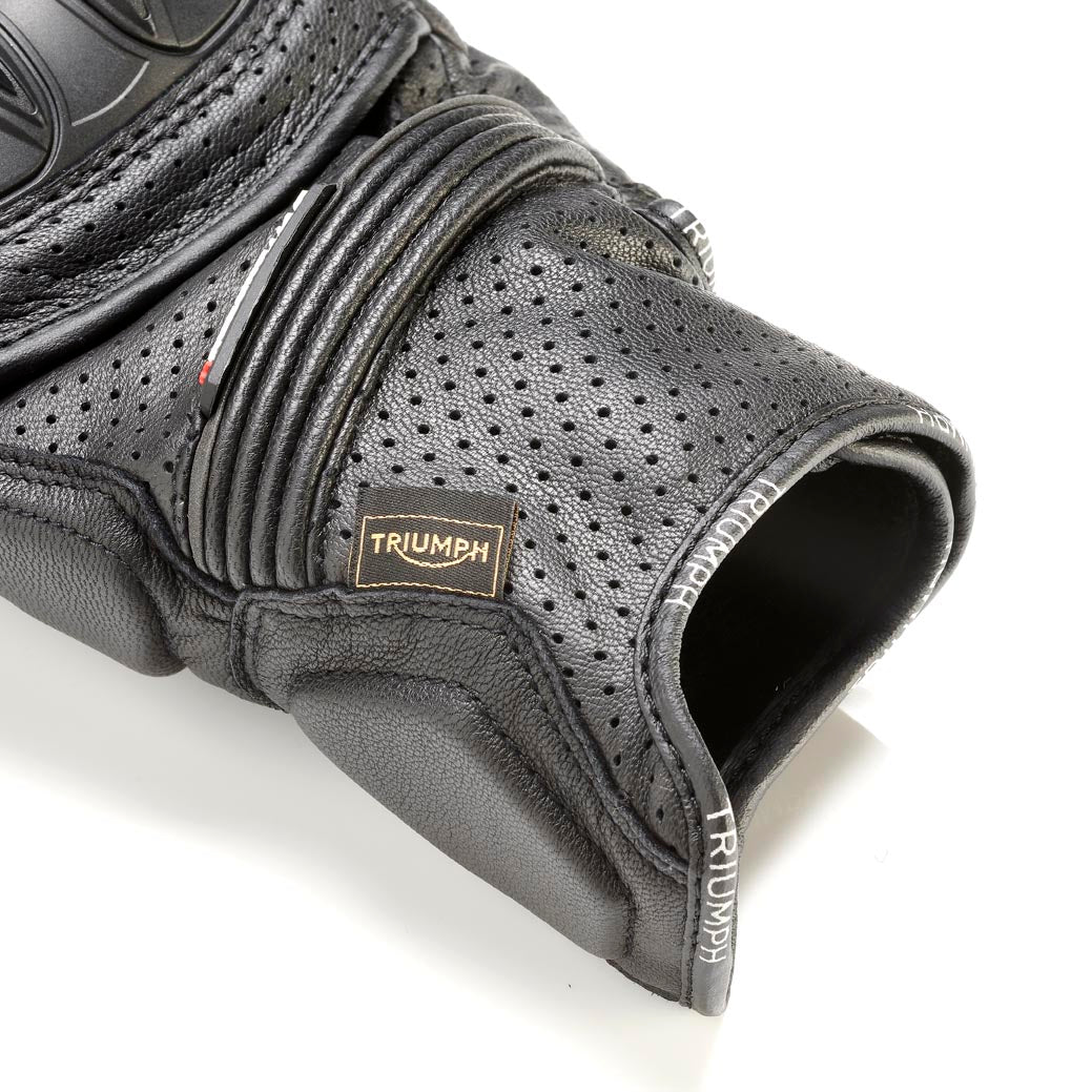 Jansson Perforated Leather Gloves in Black