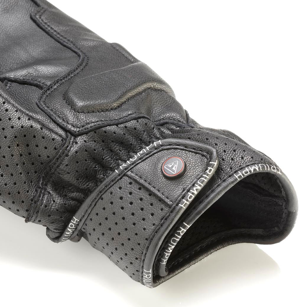Jansson Perforated Leather Gloves in Black