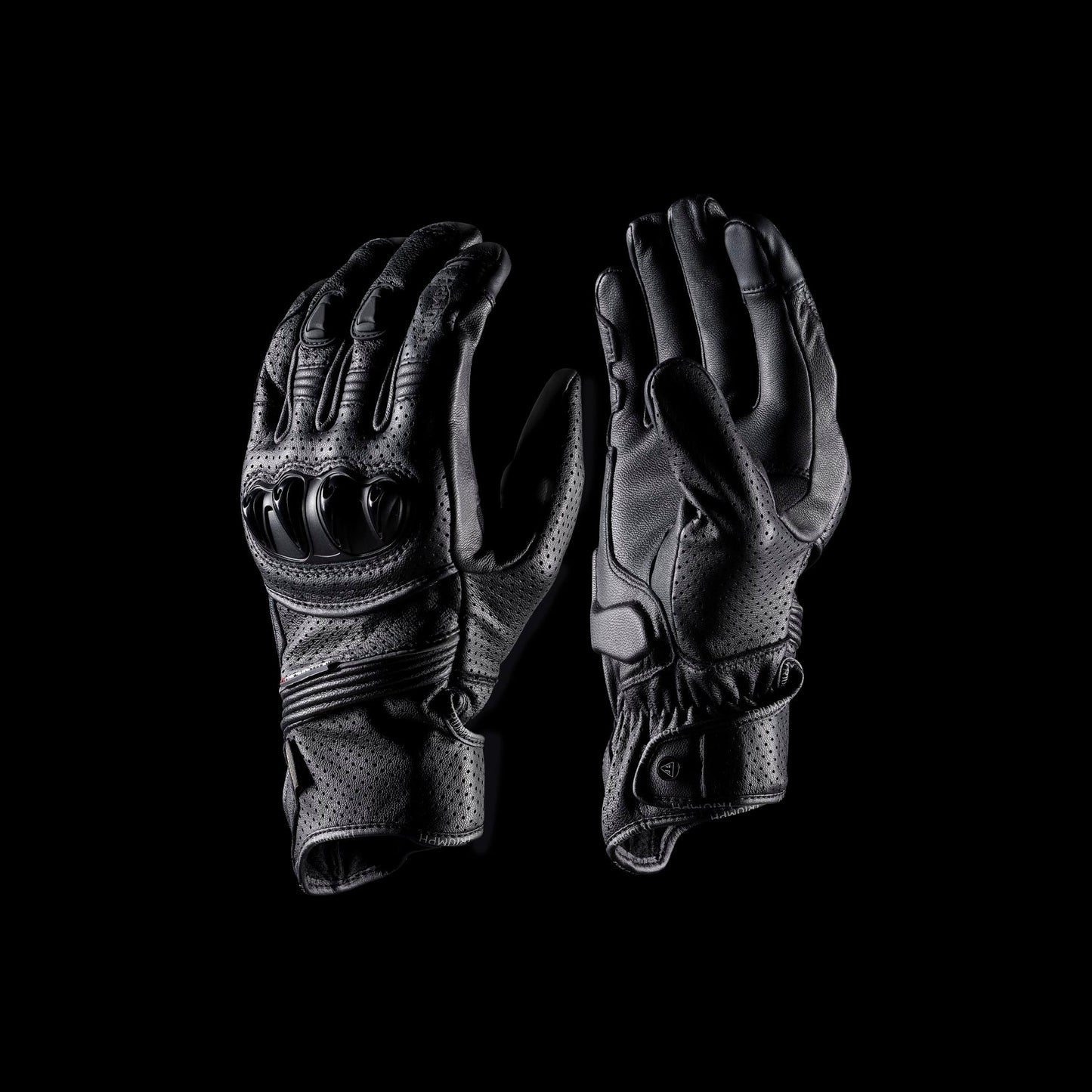Jansson Perforated Leather Gloves in Black