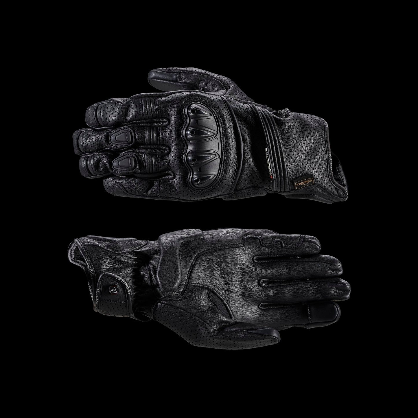 Jansson Perforated Leather Gloves in Black