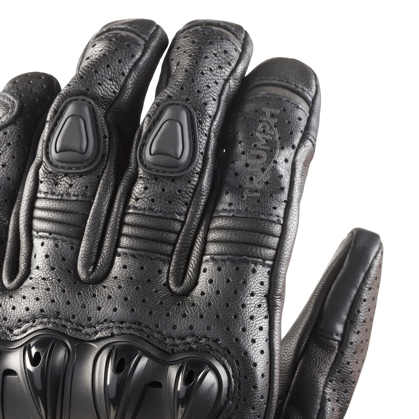 Jansson Perforated Leather Gloves in Black