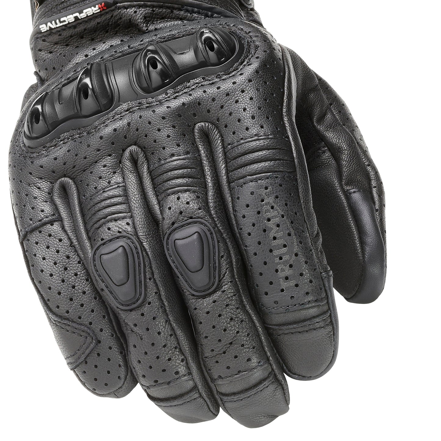 Jansson Perforated Leather Gloves in Black