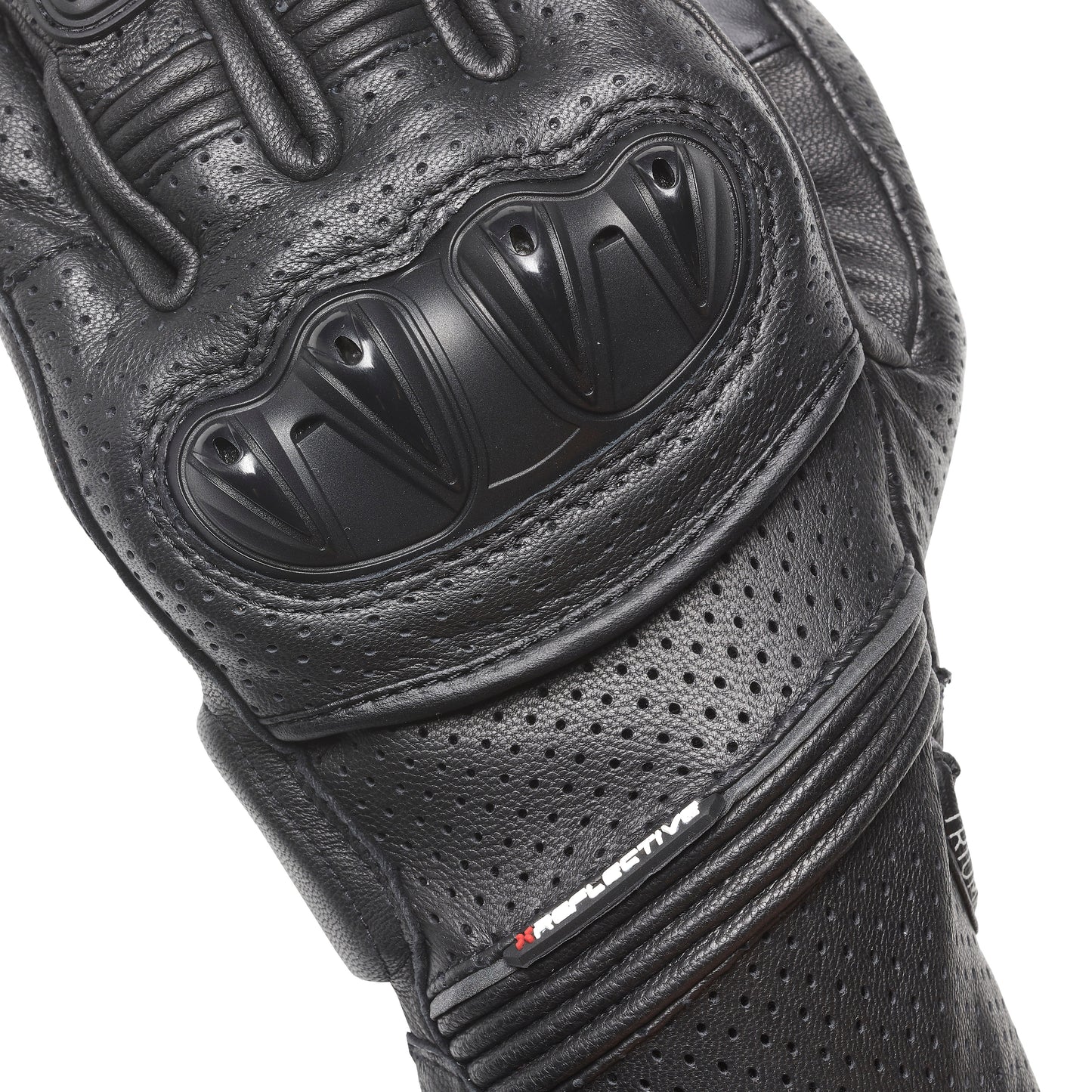 Jansson Perforated Leather Gloves in Black