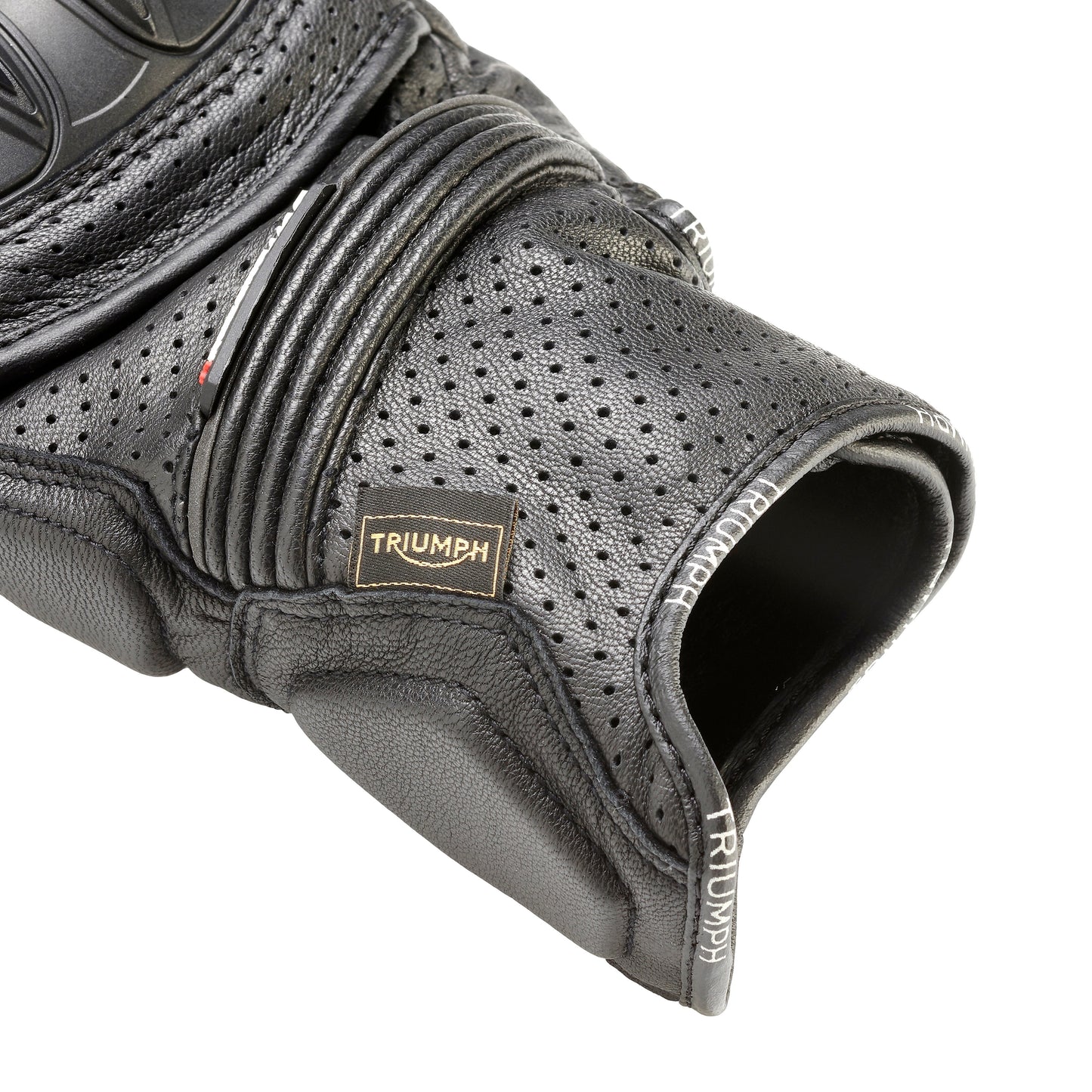 Jansson Perforated Leather Gloves in Black