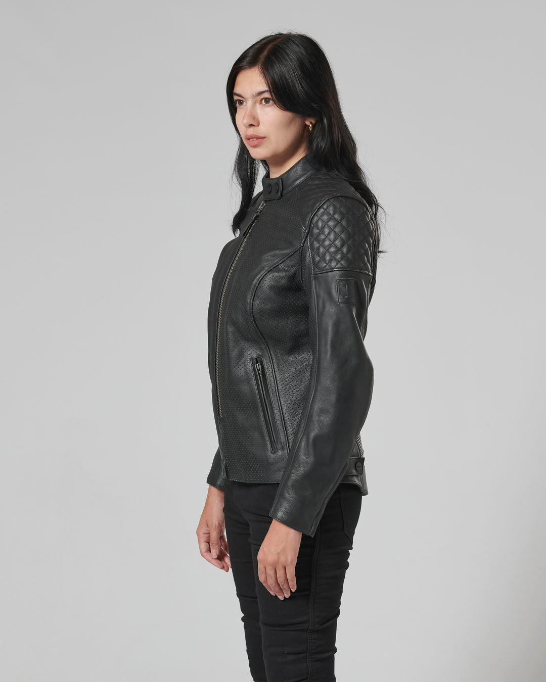 Braddan Womens Air Leather Jacket in Black