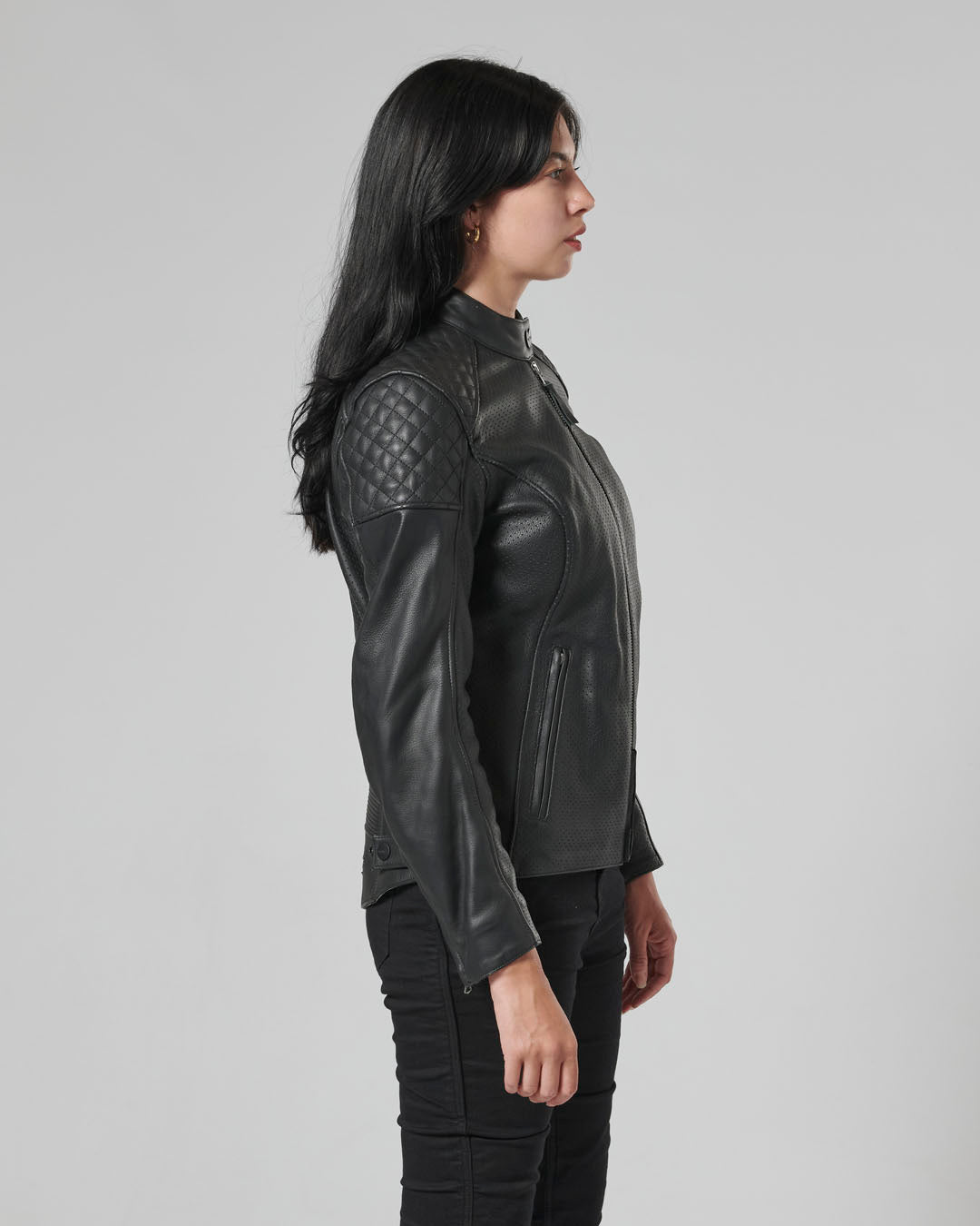 Braddan Womens Air Leather Jacket in Black