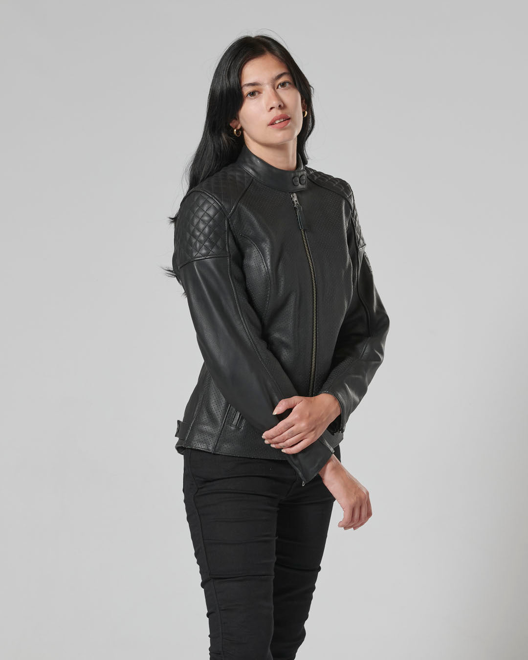 Braddan Womens Air Leather Jacket in Black