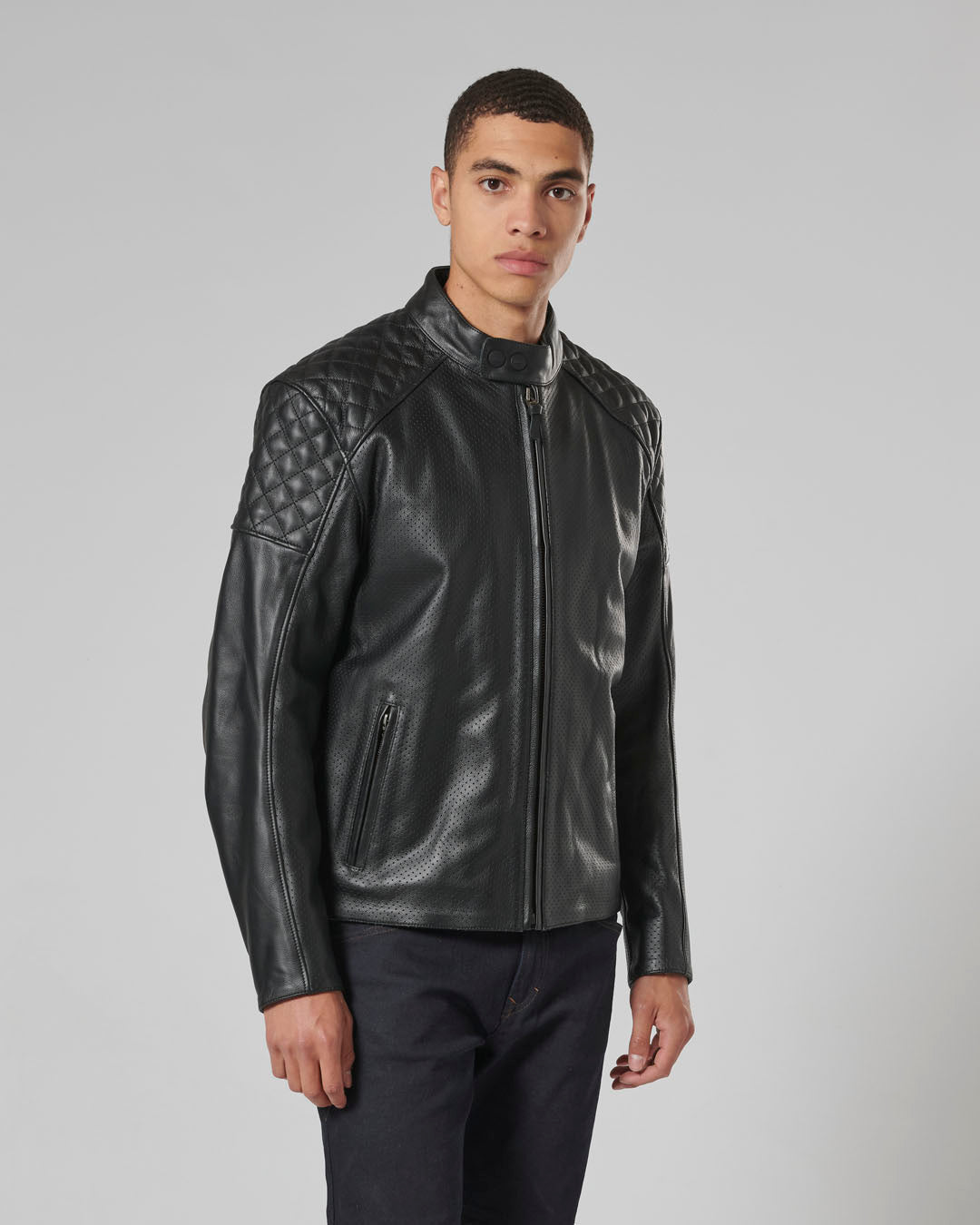 Braddan Leather Motorcycle Jacket - All Black