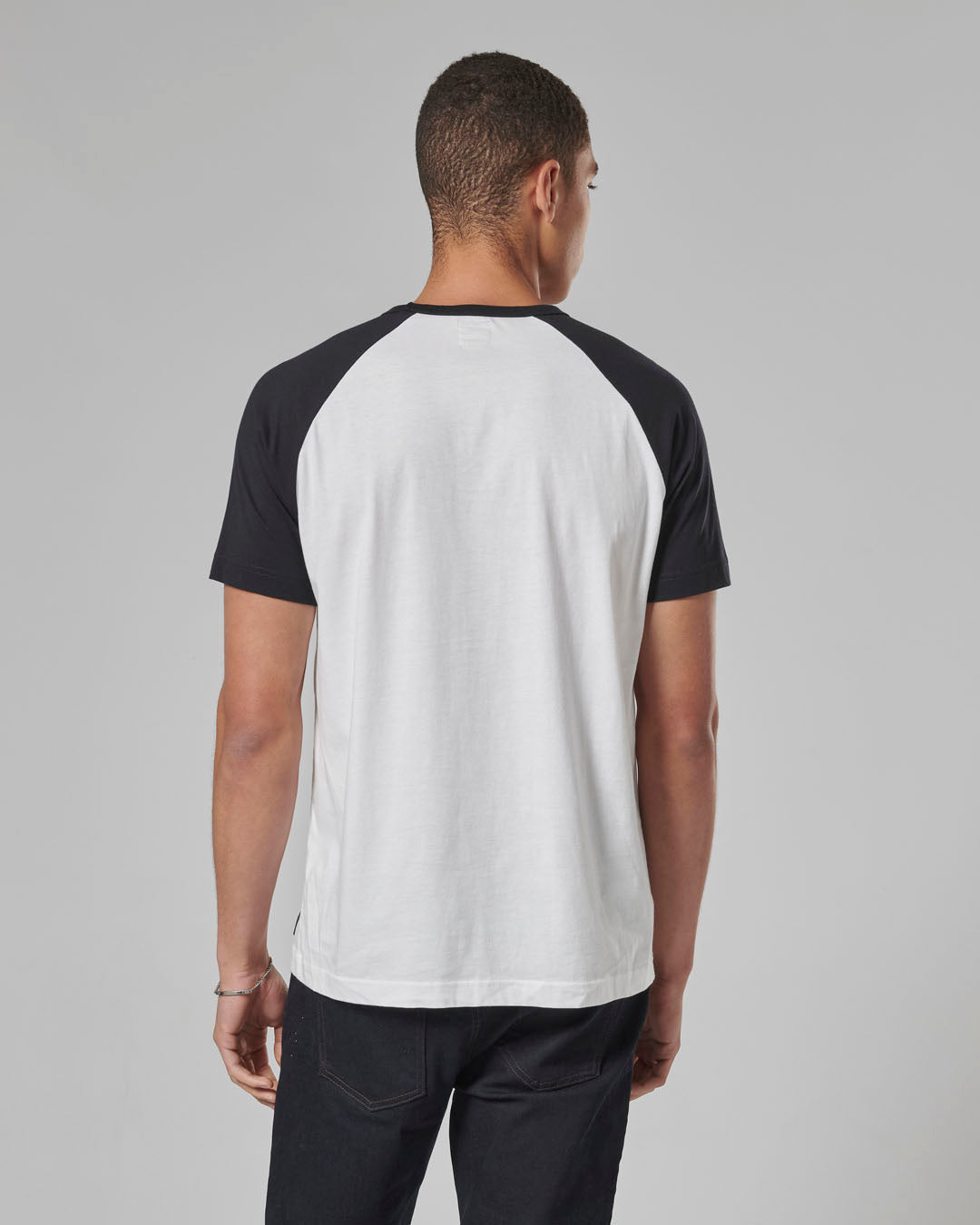Saltern Contrast Sleeve Tee in White and Black - SS23