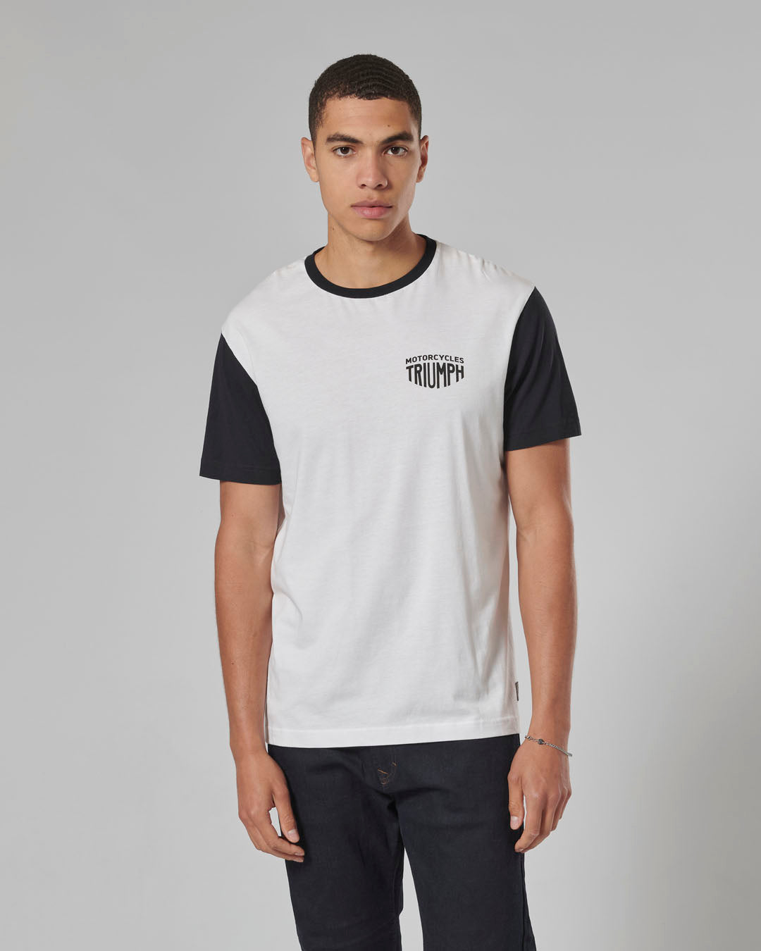 Fenland Contrast Sleeve Tee in White and Black - SS23