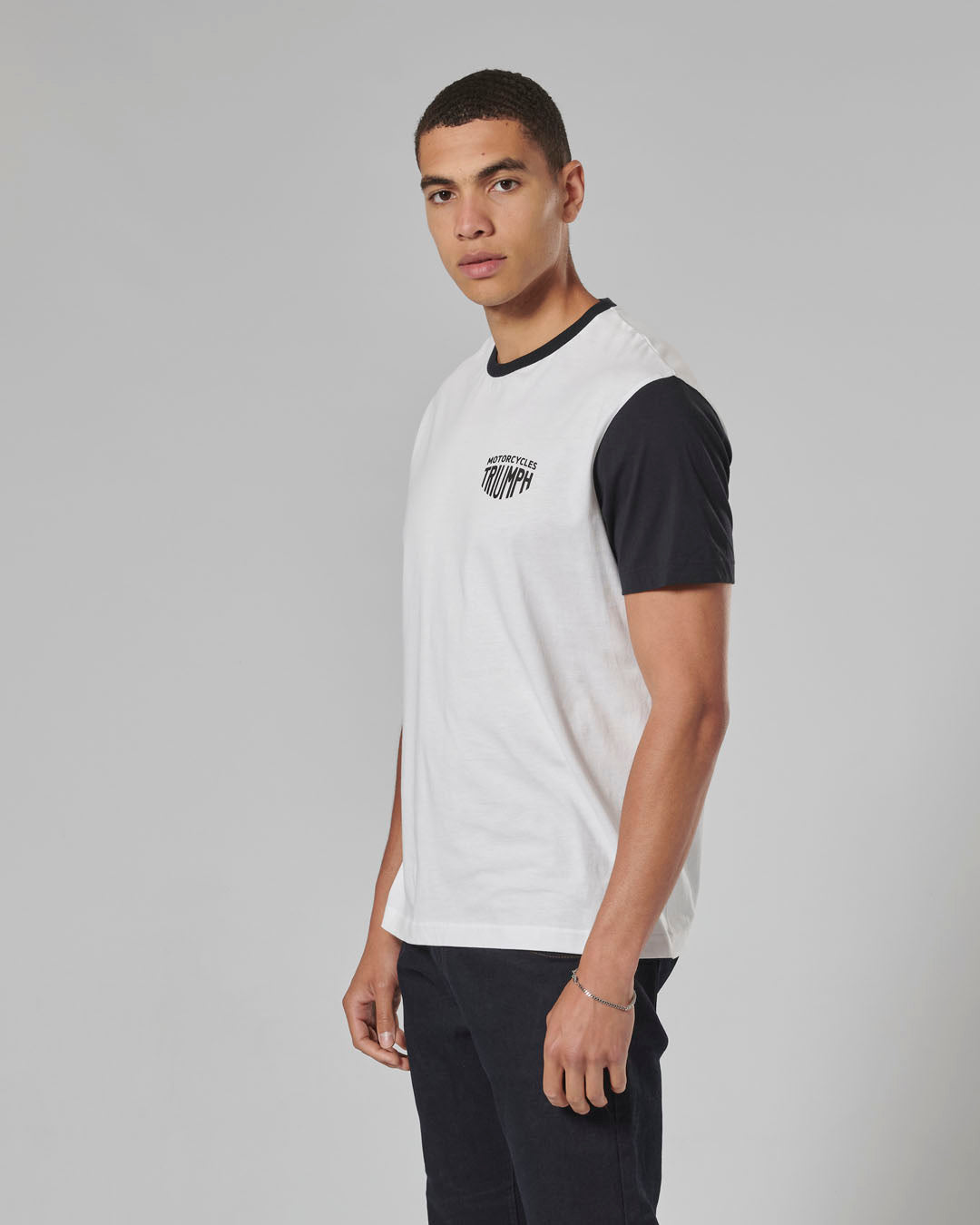 Fenland Contrast Sleeve Tee in White and Black - SS23