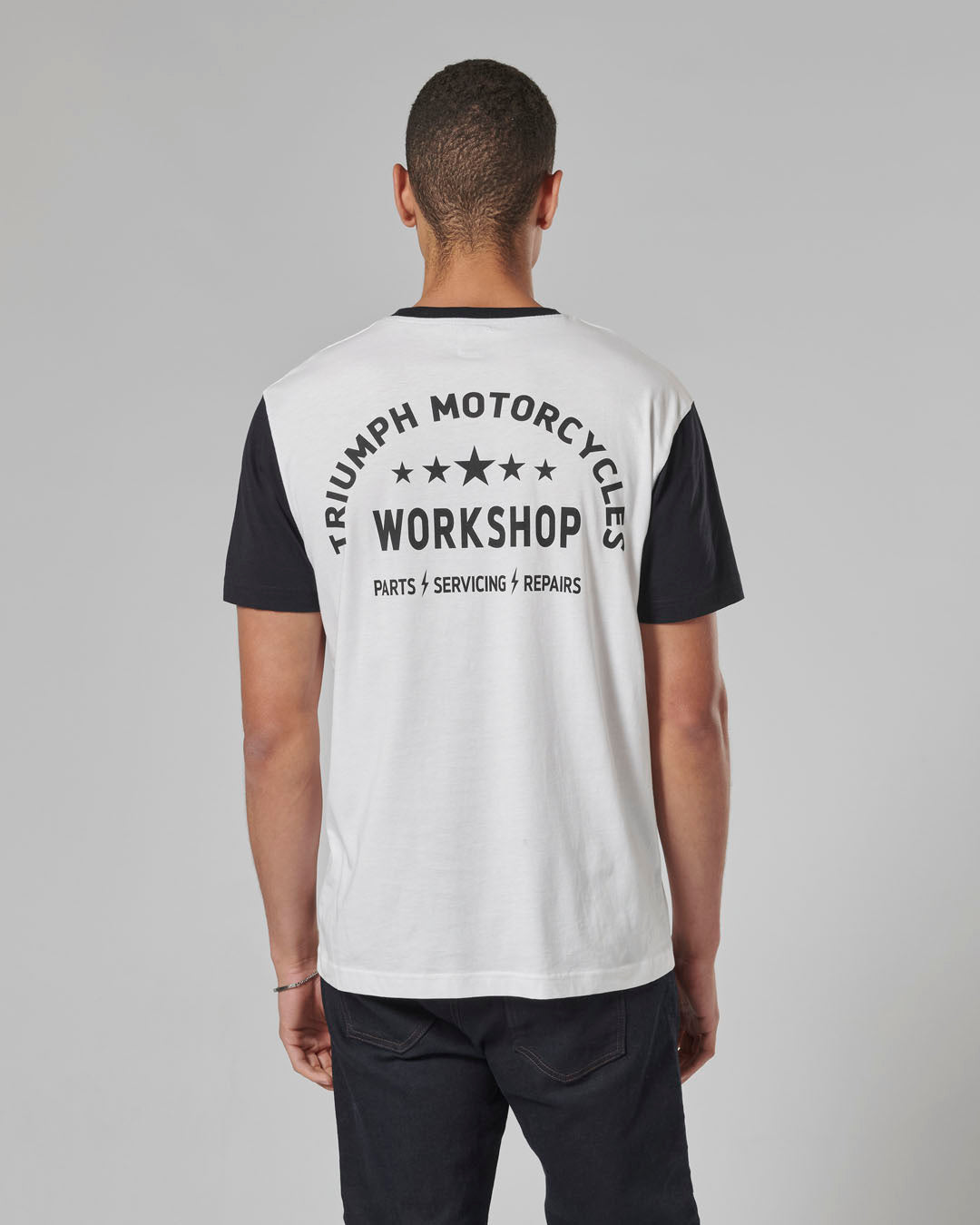Fenland Contrast Sleeve Tee in White and Black - SS23