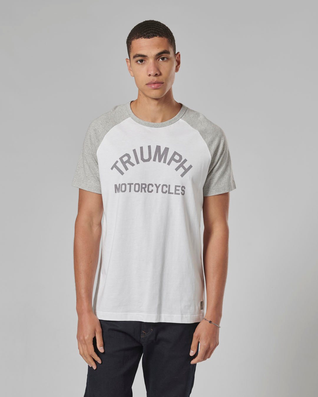MTSS24112 - SALTERN WHITE/GREY TEE-L - Genuine Triumph Motorcycle