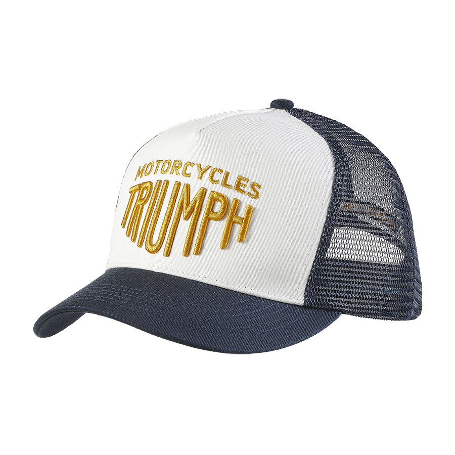 Ellis Trucker Cap in Bone and Navy - SS23