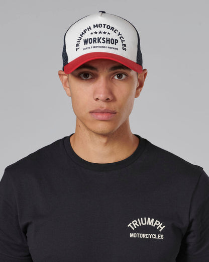 Workshop Trucker Cap in Bone and Red - SS23