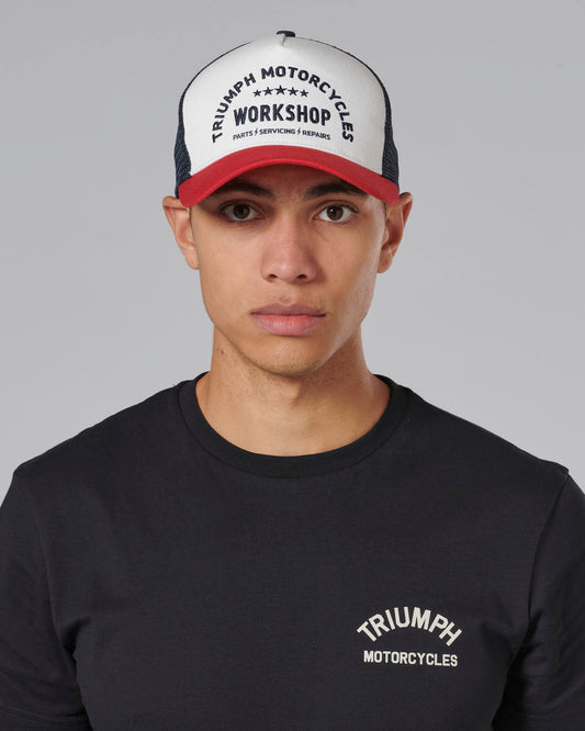 Workshop Trucker Cap in Bone and Red - SS23