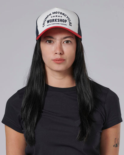Workshop Trucker Cap in Bone and Red - SS23