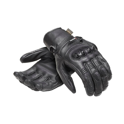 Jansson Perforated Leather Gloves in Black