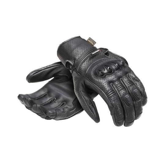 Jansson Perforated Leather Gloves in Black