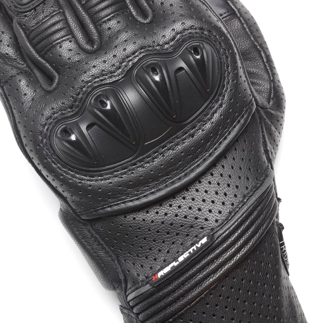 Jansson Perforated Leather Gloves in Black