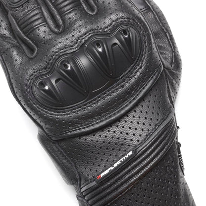 Jansson Perforated Leather Gloves in Black