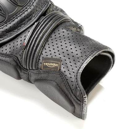Jansson Perforated Leather Gloves in Black
