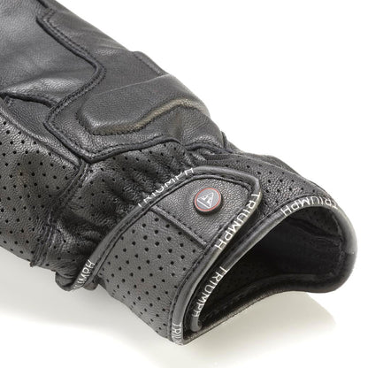 Jansson Perforated Leather Gloves in Black