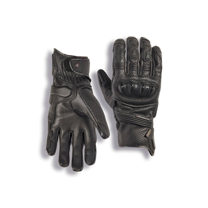 Jansson Perforated Leather Gloves in Black
