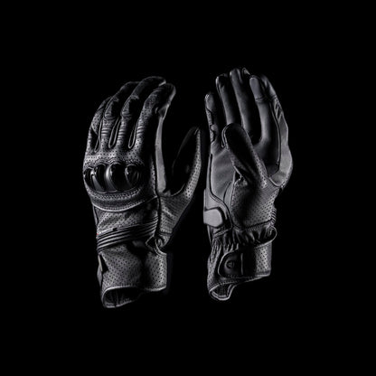 Jansson Perforated Leather Gloves in Black