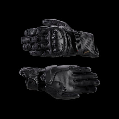 Jansson Perforated Leather Gloves in Black