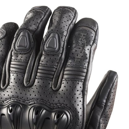 Jansson Perforated Leather Gloves in Black