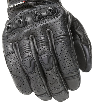 Jansson Perforated Leather Gloves in Black