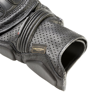 Jansson Perforated Leather Gloves in Black