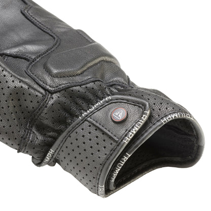 Jansson Perforated Leather Gloves in Black