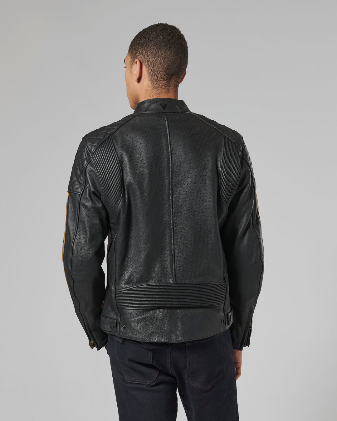 Braddan Air Racing Leather Jacket in Black and Gold