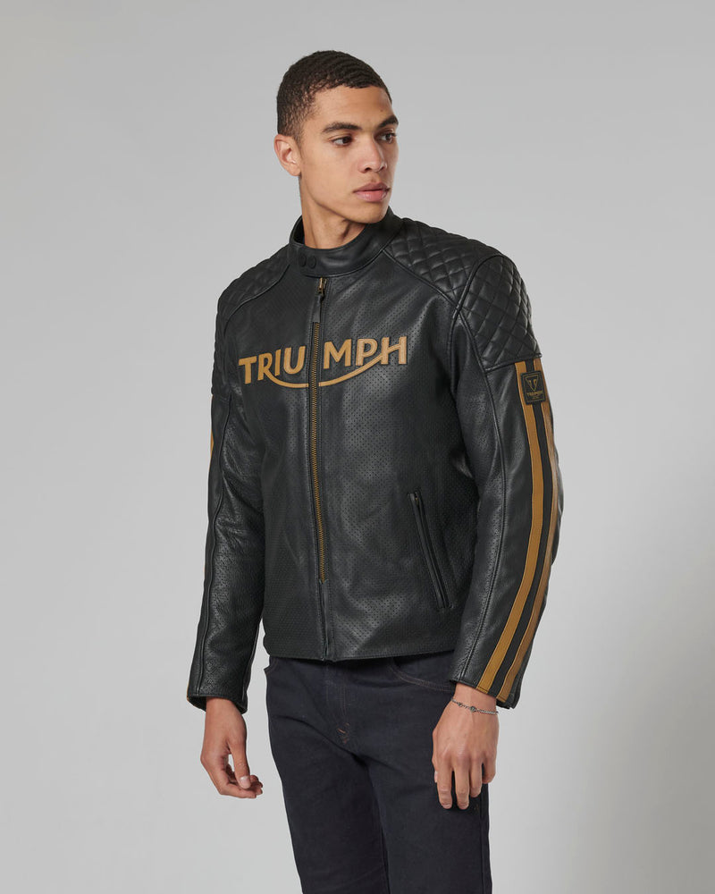 Black and gold moto jacket discount