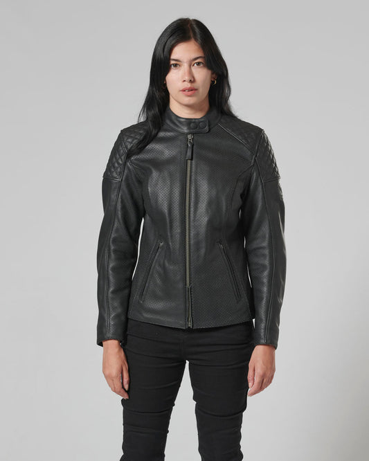 Braddan Womens Air Leather Jacket in Black