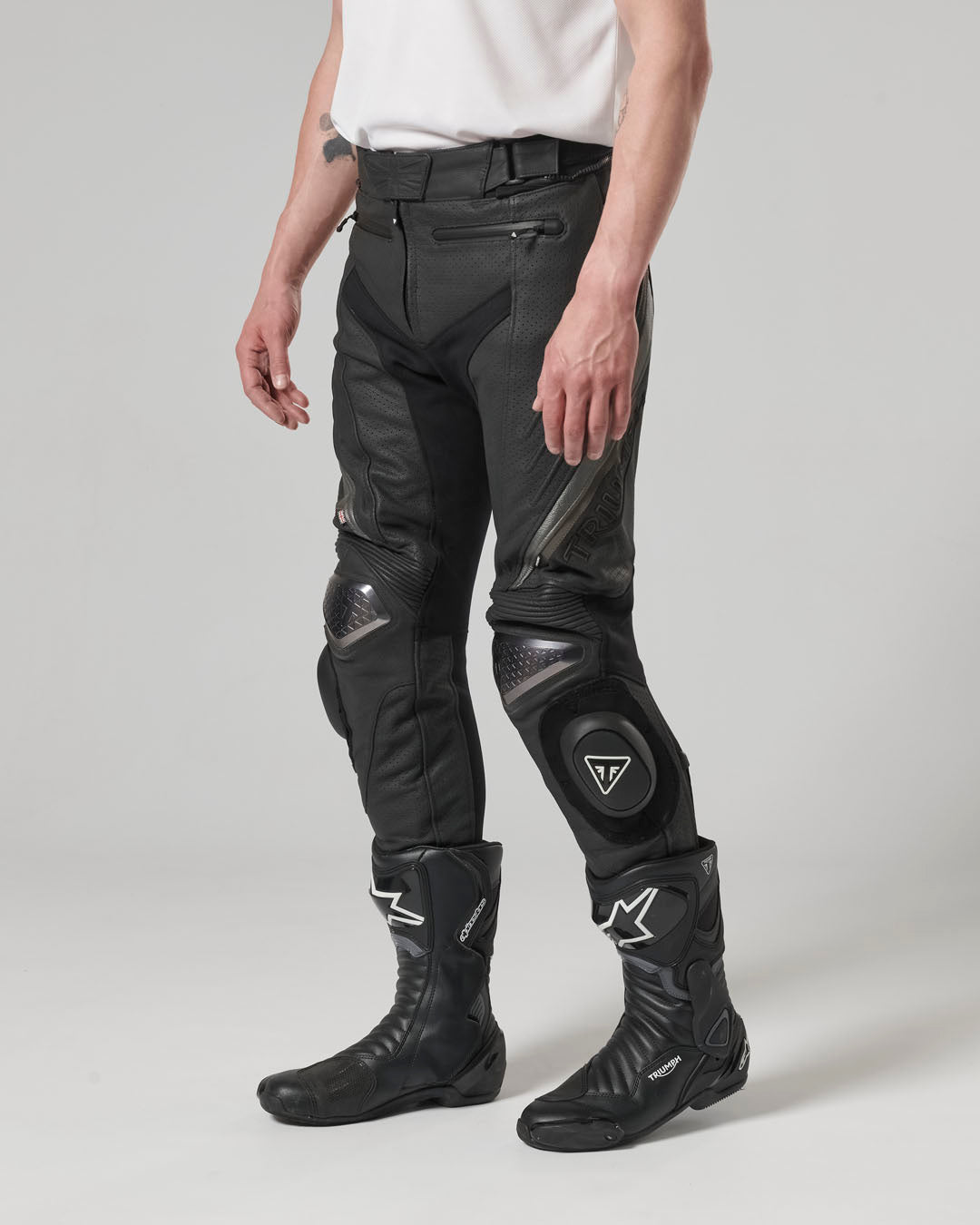 Triple Perforated Leather Pants
