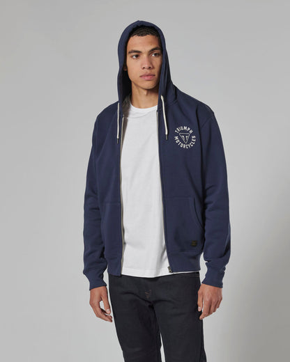 MSWS24119 - FULL ZIP HOODY-NAVY/BONE-L - Genuine Triumph Motorcycle Product