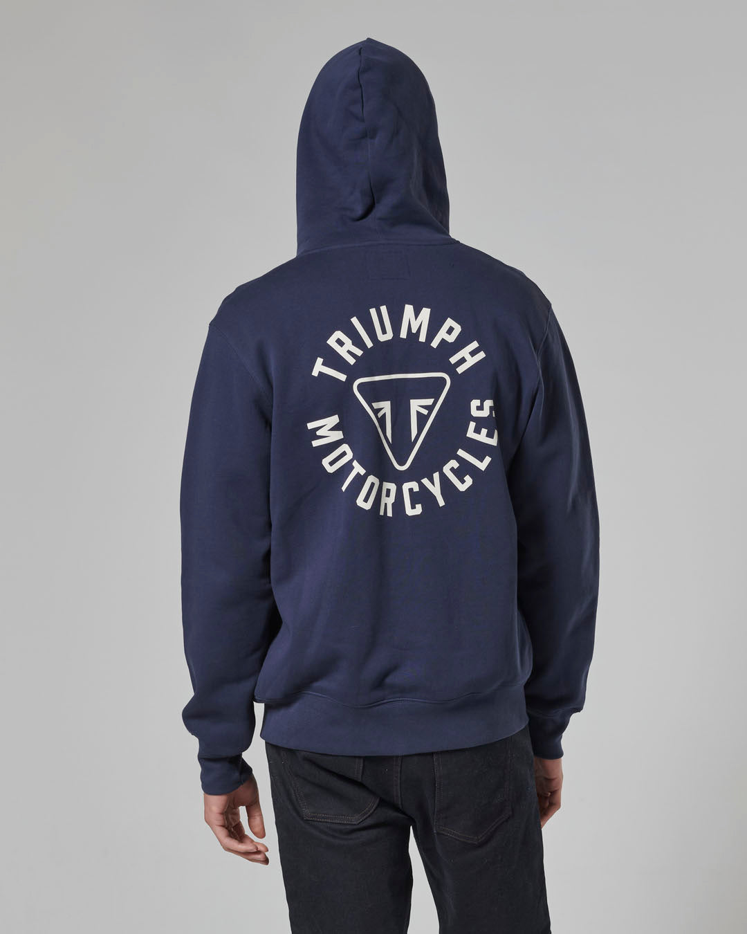 MSWS24119 - FULL ZIP HOODY-NAVY/BONE-L - Genuine Triumph Motorcycle Product