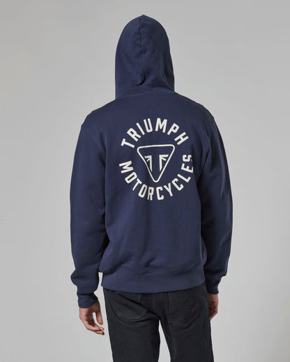 MSWS24119 - FULL ZIP HOODY-NAVY/BONE-L - Genuine Triumph Motorcycle Product