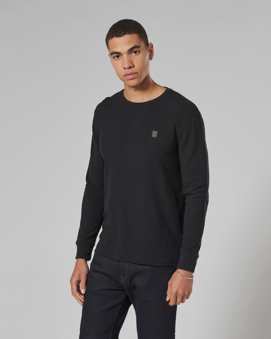 Dean Long Sleeve Waffle Tee Black