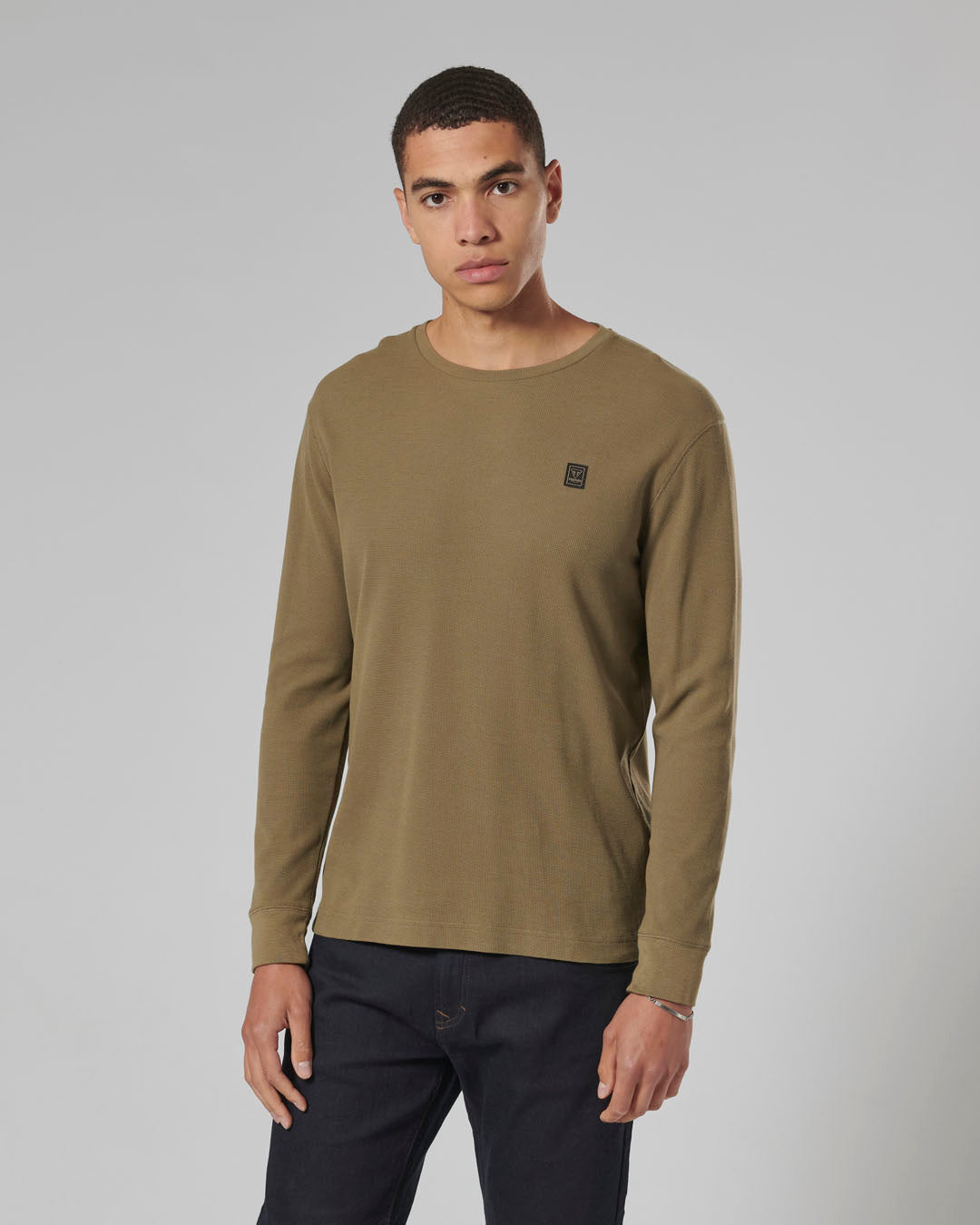 Dean Long Sleeve Waffle Tee Khaki
