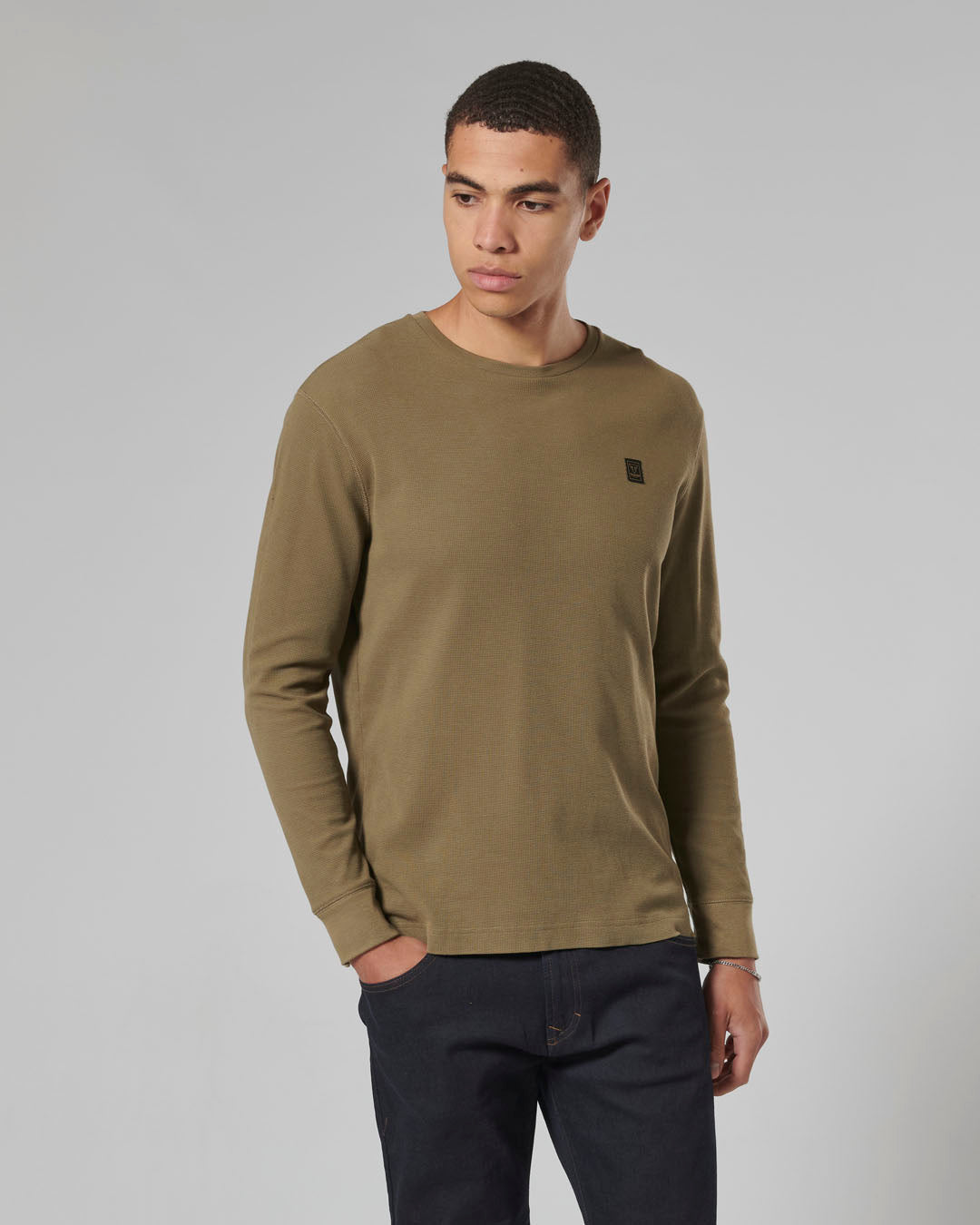 Dean Long Sleeve Waffle Tee Khaki
