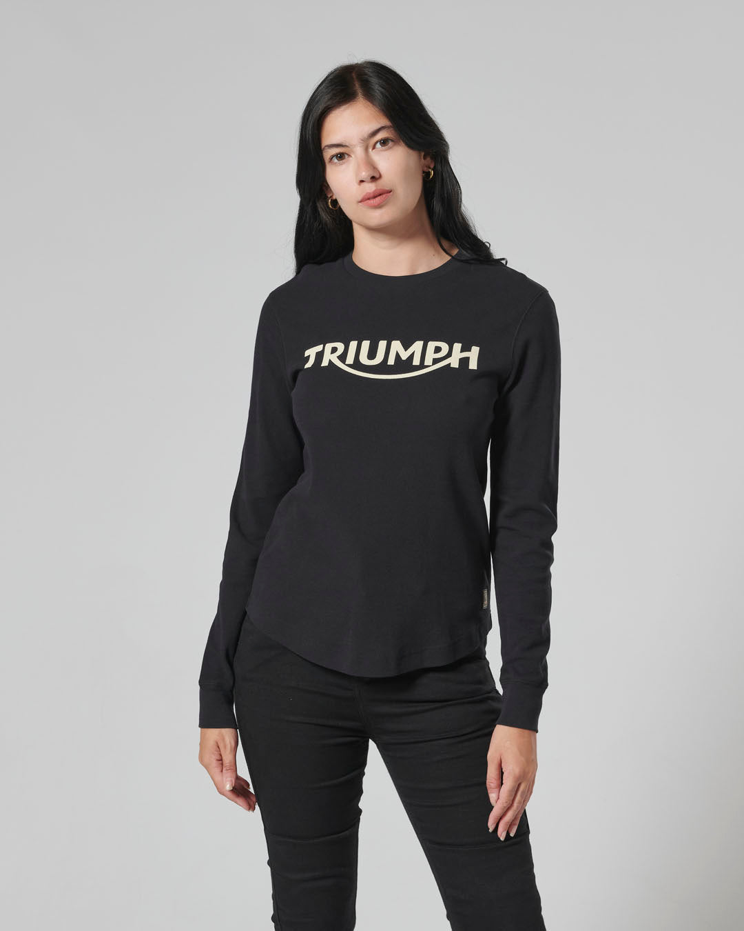 Stoll Womens Long Sleeve Waffle Tee Black