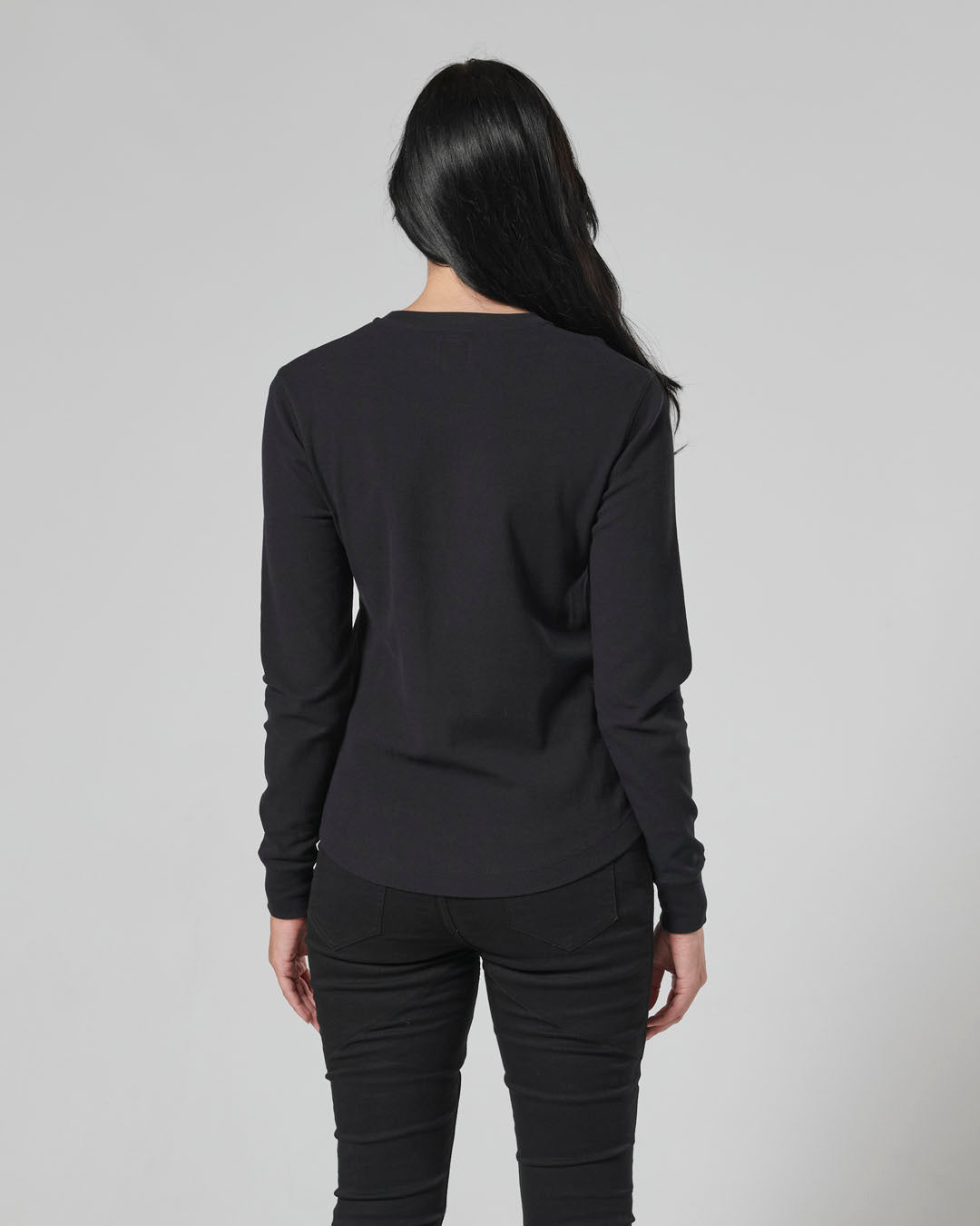 Stoll Womens Long Sleeve Waffle Tee Black