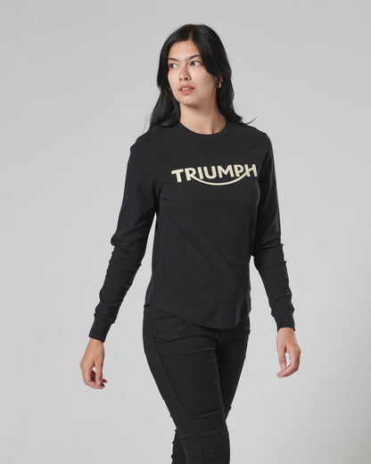 Stoll Womens Long Sleeve Waffle Tee Black