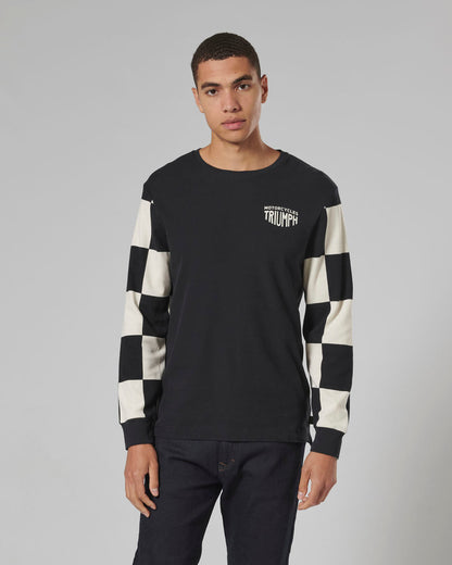 Harker Checkerboard Long Sleeve Tee in Black and White - SS23
